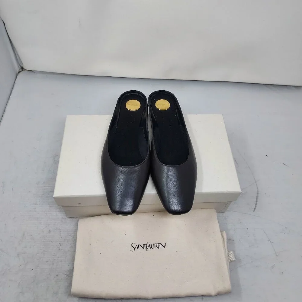 Saint Laurent YSL Black Womens Leather Lido Slip-on Shoe - Picture 4 of 11